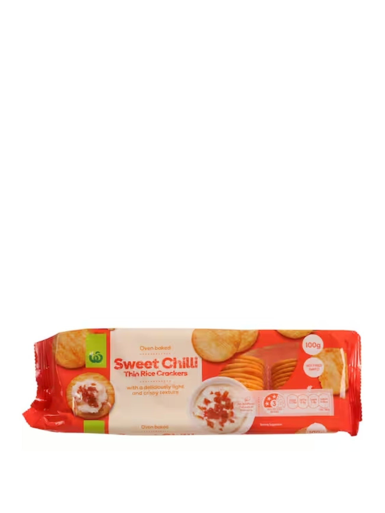 WOOLWORTHS THIN RICE CRKR SWEET CHILLI 100G