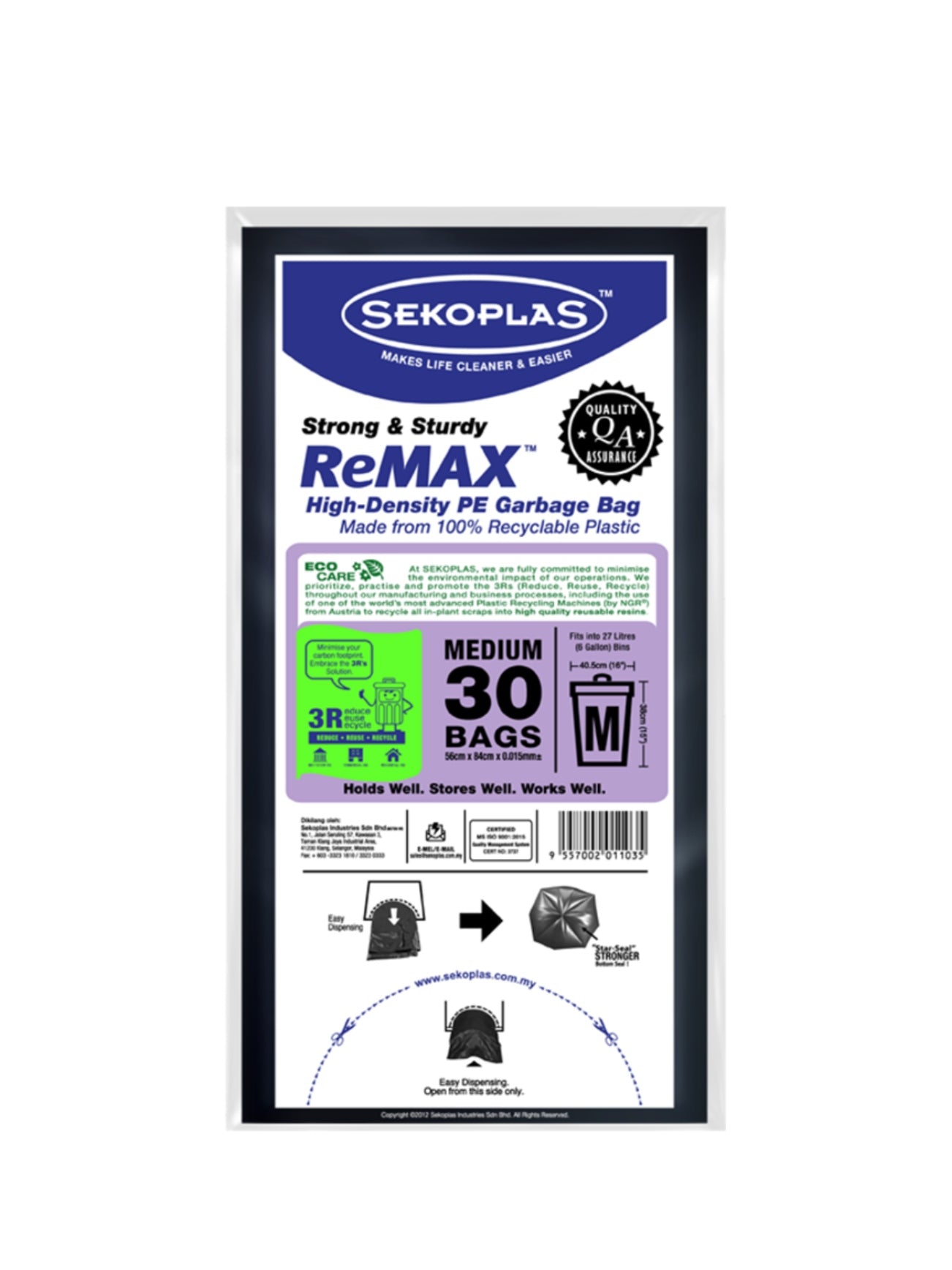 SEKOPLAS GARBAGE BAGS M-56X84CM 30'S