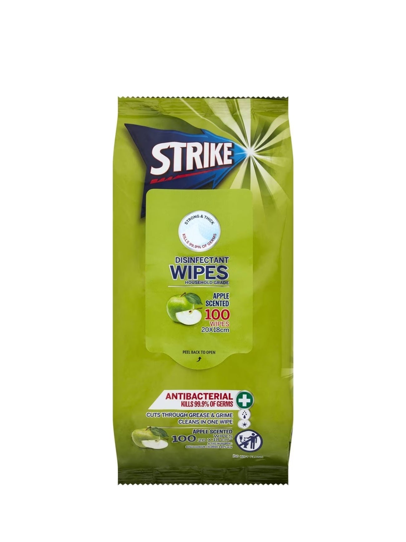 WOOLWORTHS STRIKE ANTIBACTERIAL WIPES APPLE SCENTED 100S