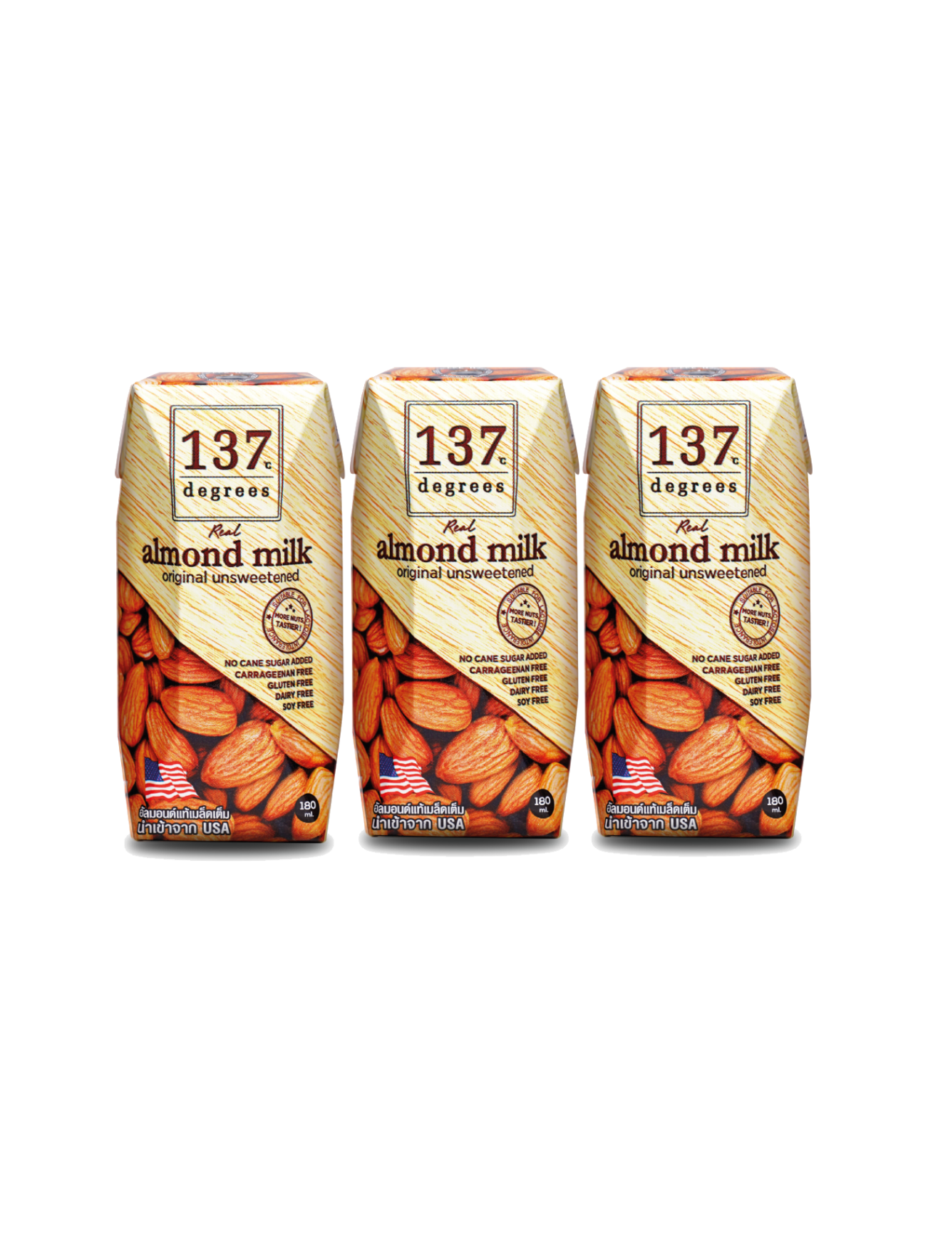 137 DEGREES ALMOND MILK UNSWEETENED 3X180ML